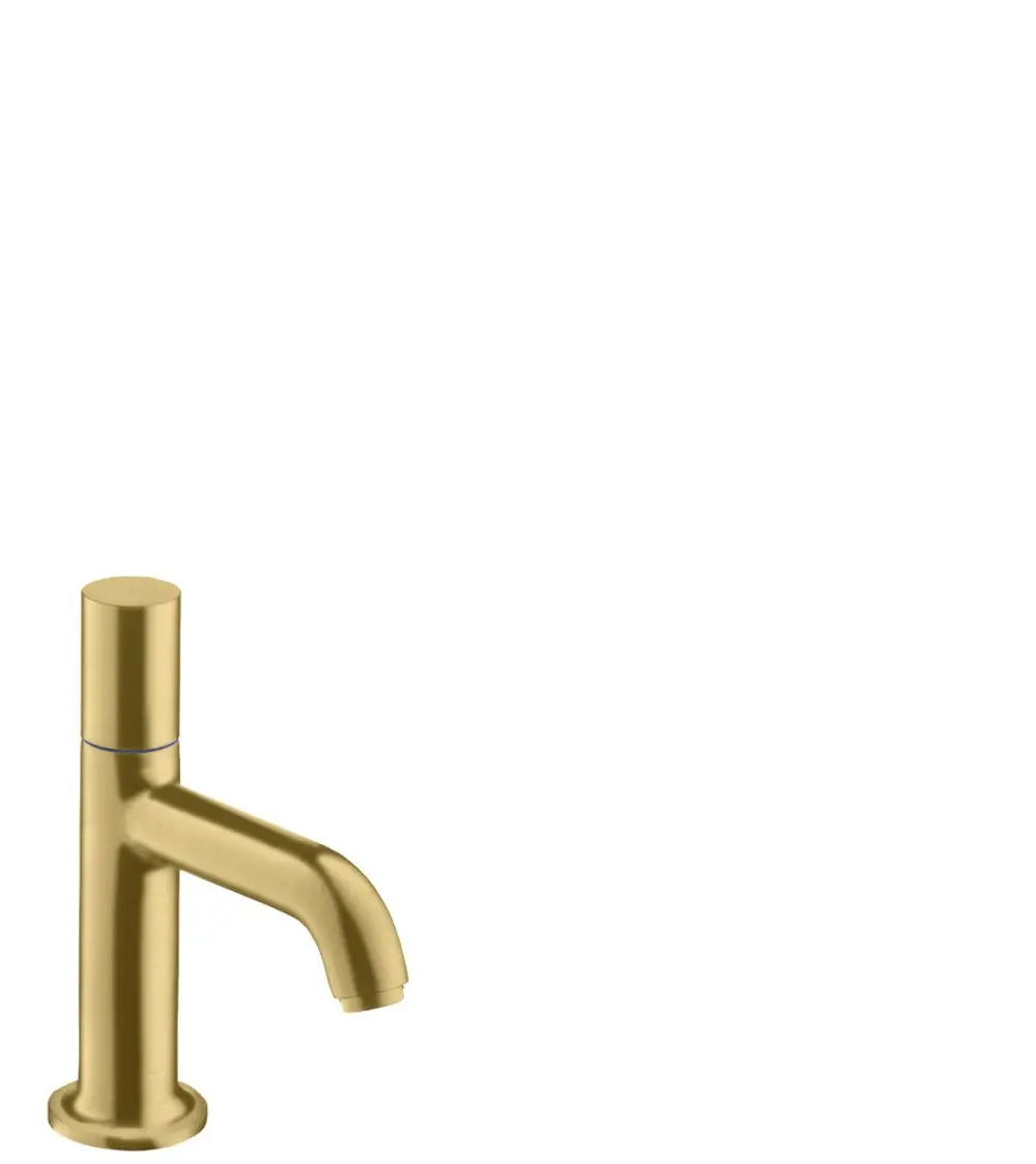 AXOR Standventil in Brushed Gold Optik mit runder Form und seitlichem Auslauf. Geeignet für die Installation ohne Ablaufgarnitur.